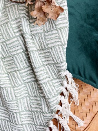 Aix Plaid af overskudsgarn, verte og creme