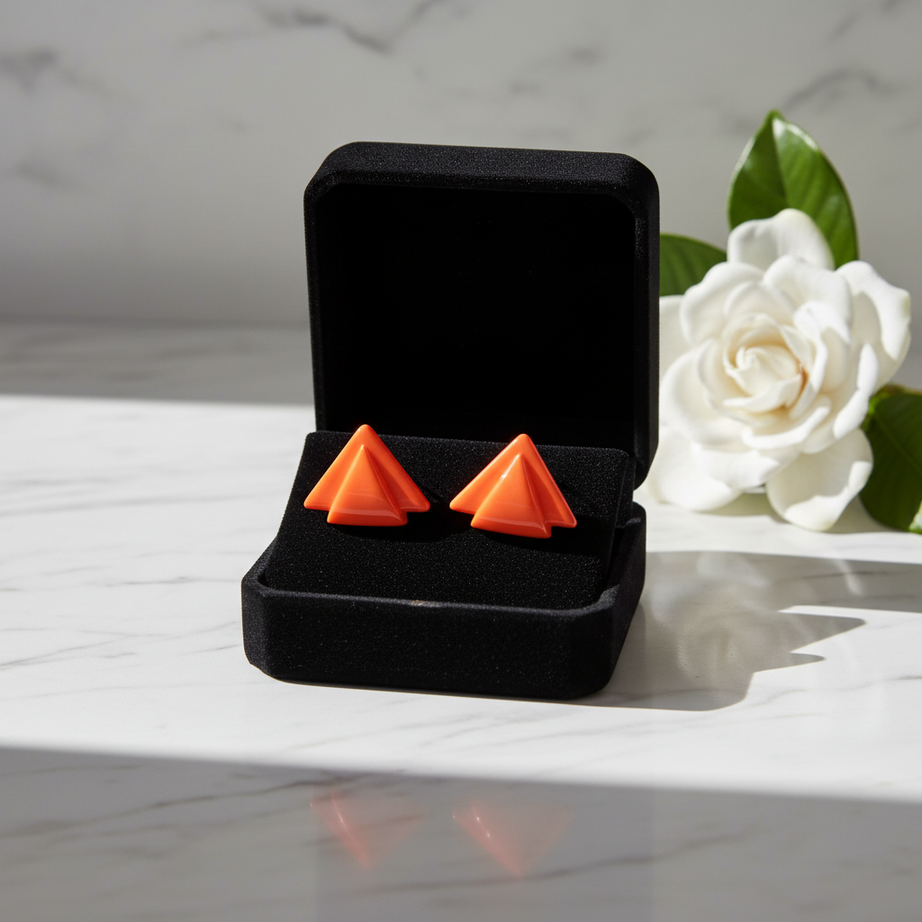 Øreclips, orange trekanter