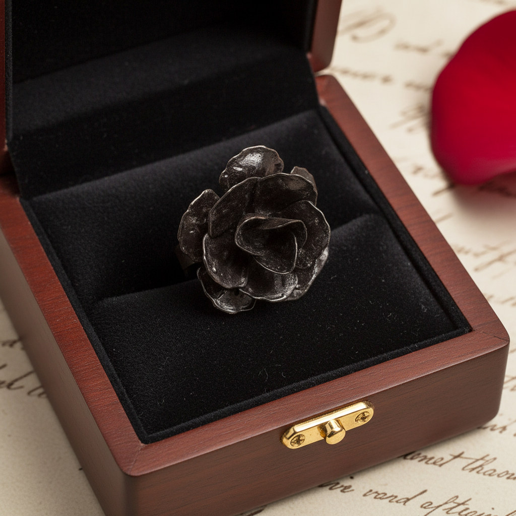 Ring, sort blomst