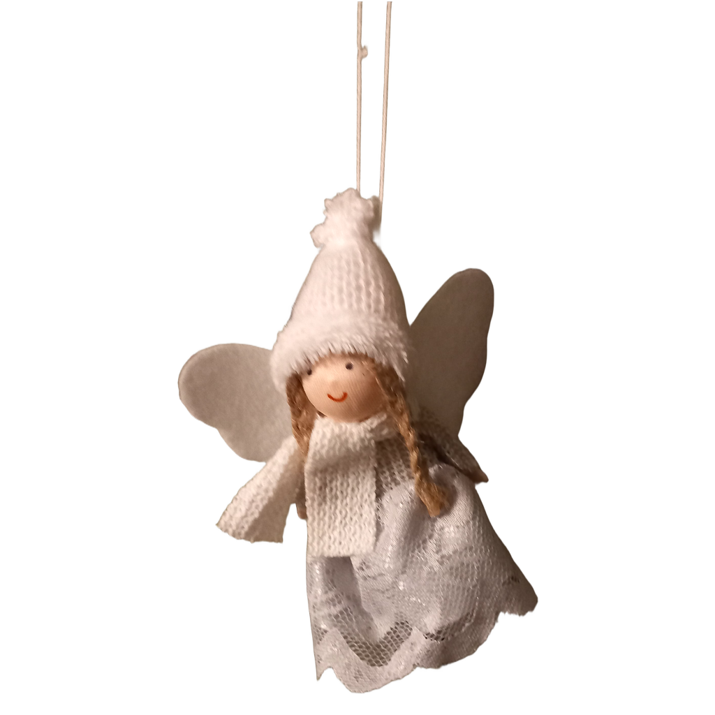 Juletræsophæng, englepige, sølv