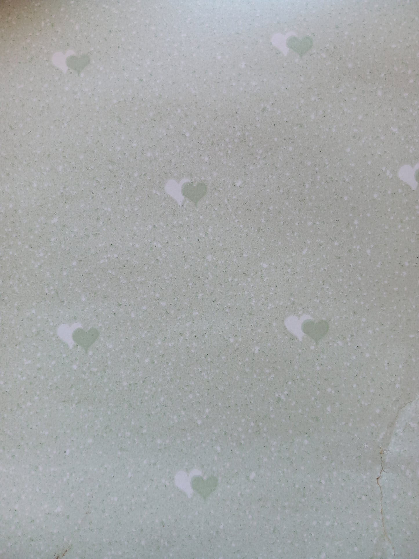 Tapet, grøn med hjerter