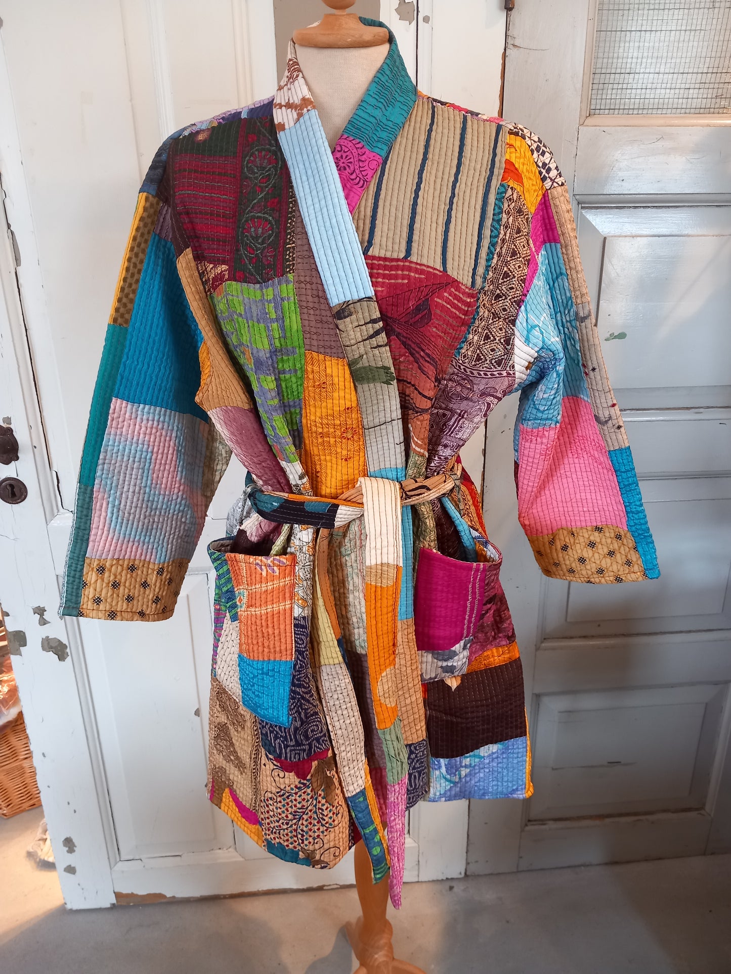 Kimono- patchwork jakke, multi. Quilted 4