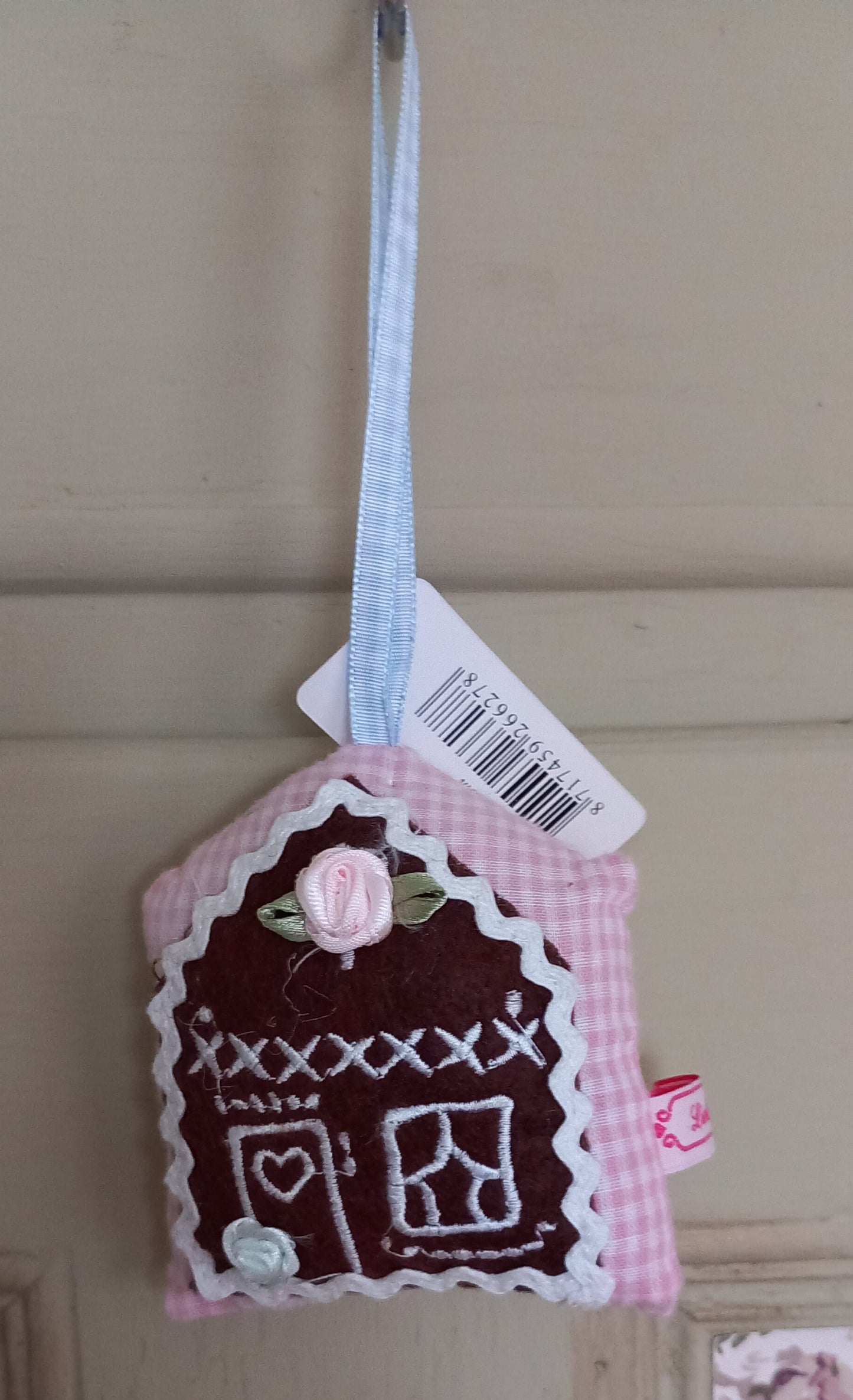 Juletræsophæng: hus, lyserød