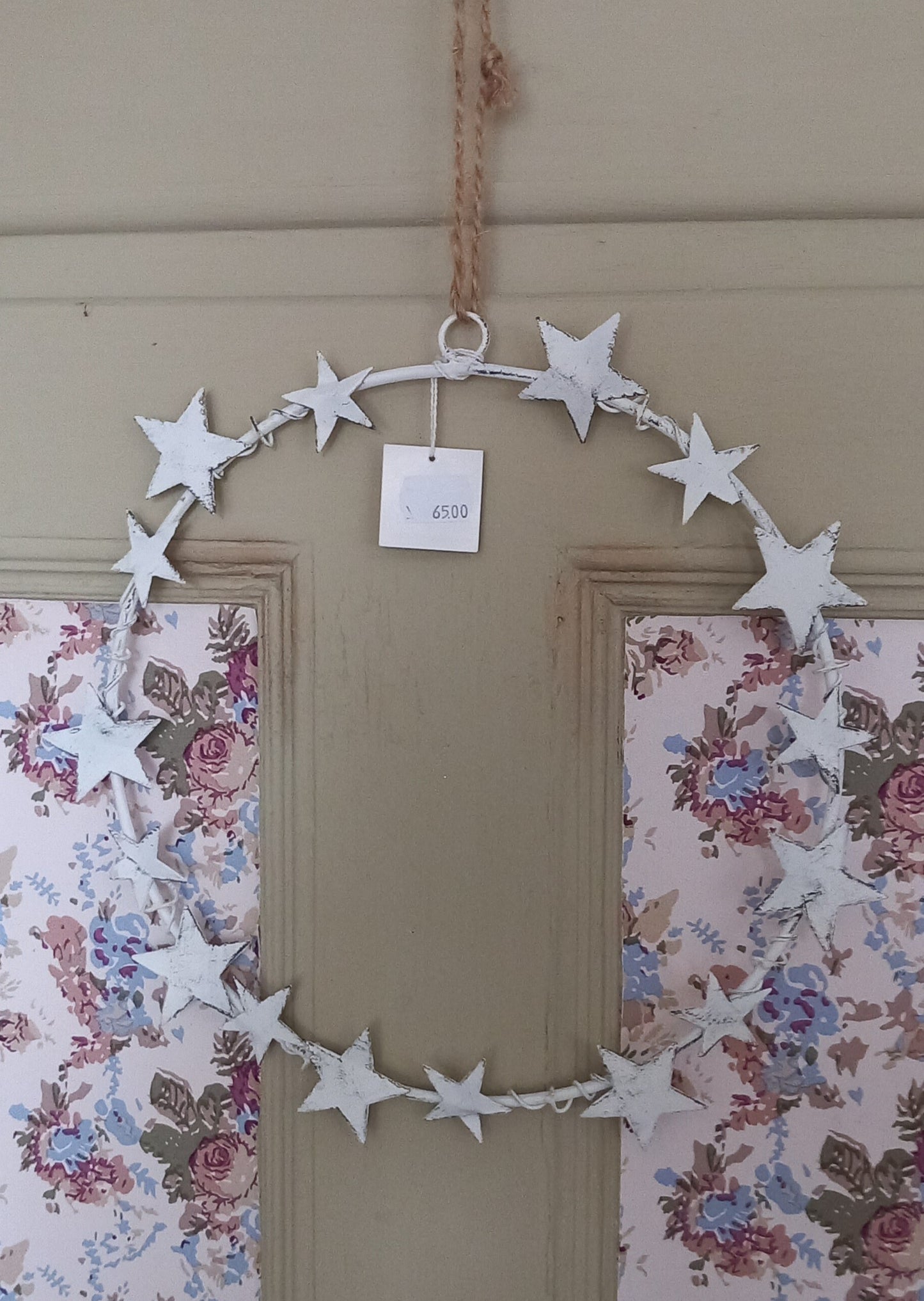 Krans, rund, hvid, metal