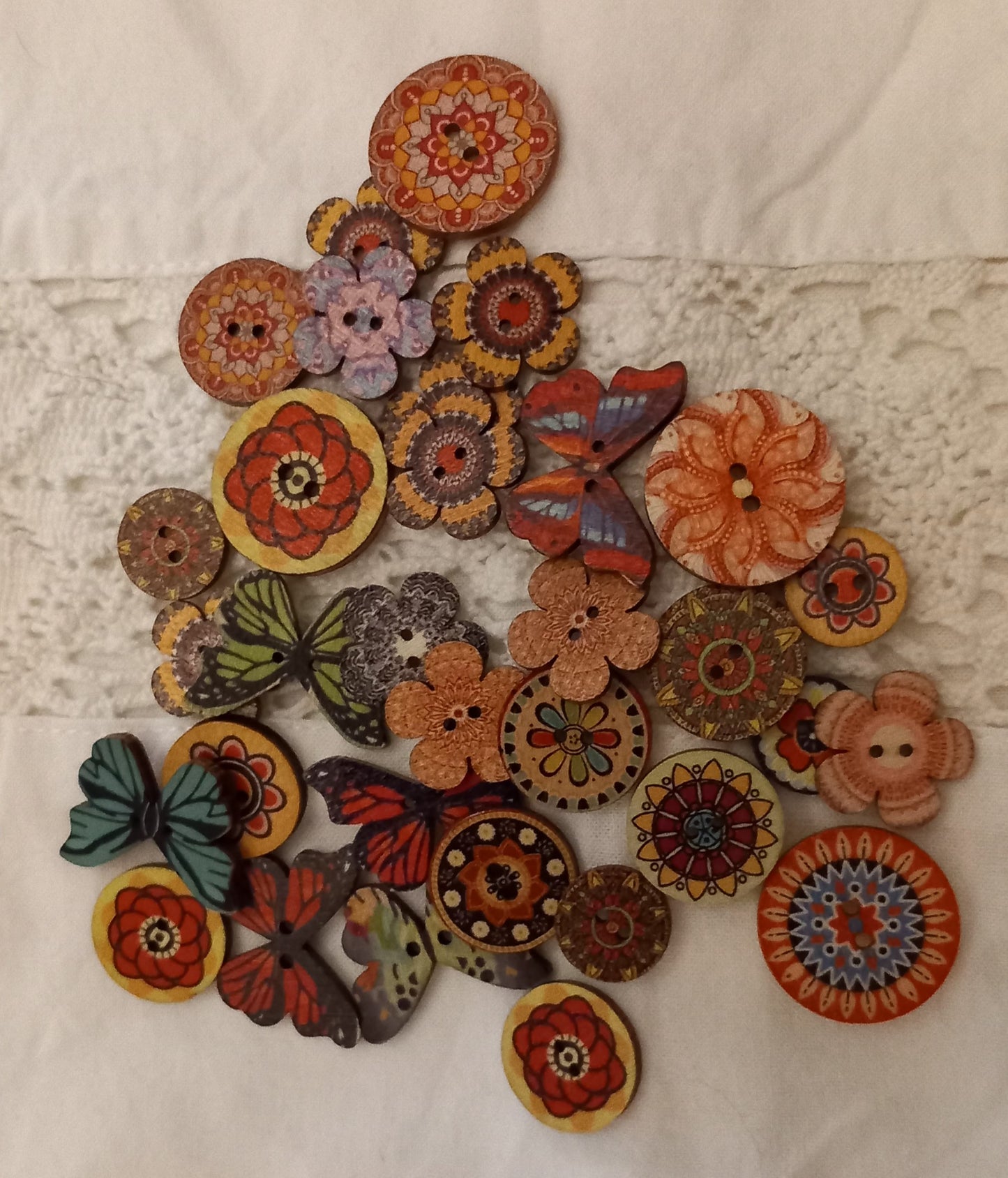 Træknapper, 32 stk, ass.