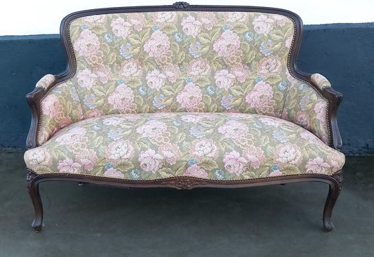 Rokoko sofa, blomstret, 2-personer