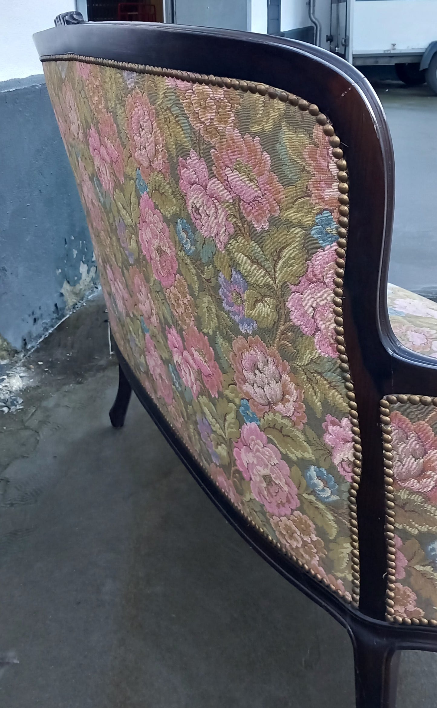 Rokoko sofa, blomstret, 2-personer