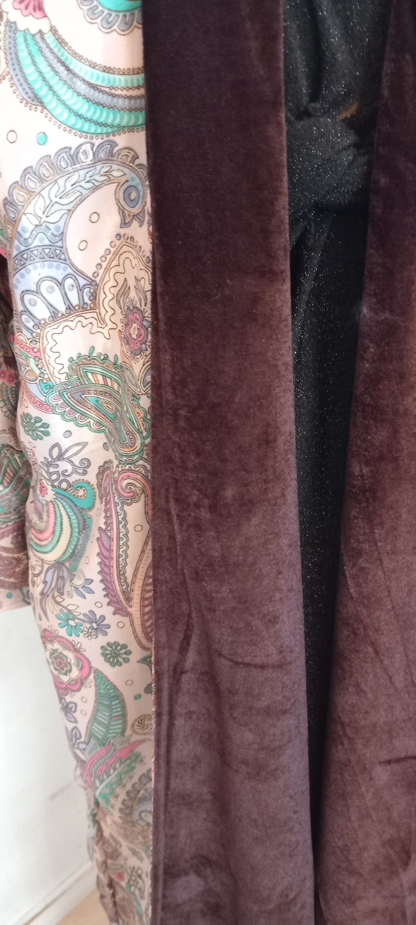 Lang og eksklusiv håndlavet silke/velour Kimono, 2