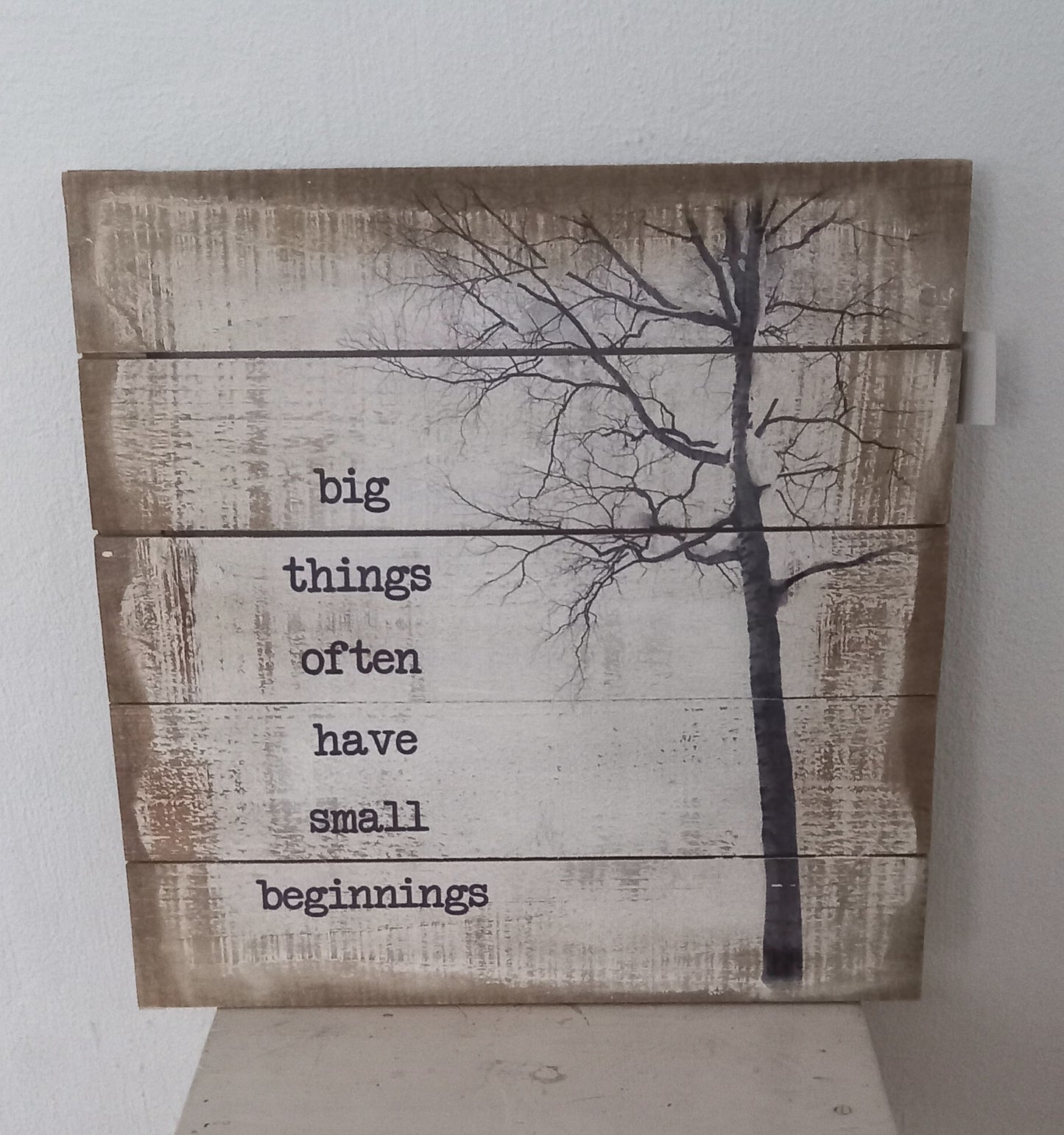 Skilt, træ, Big things......