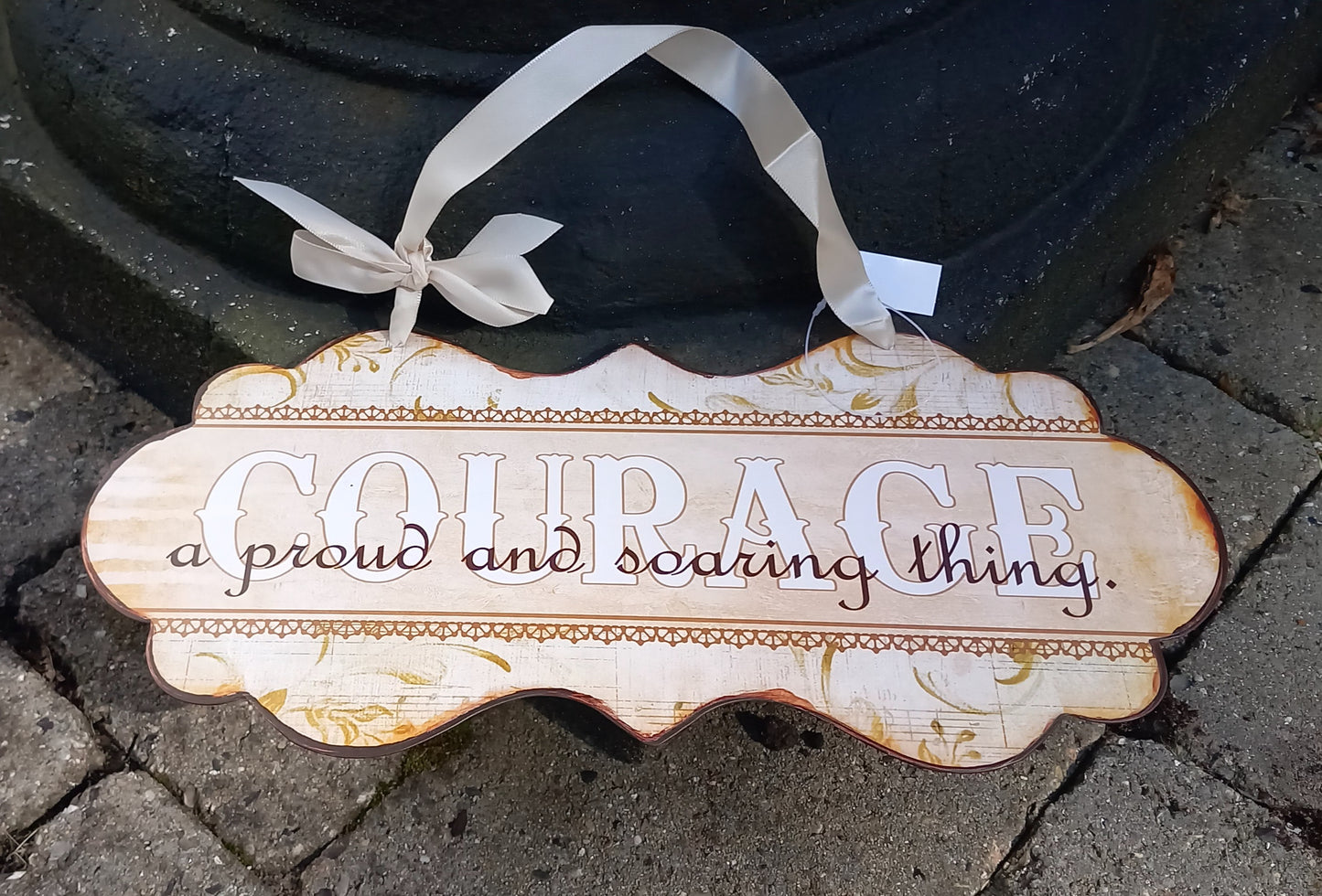 Skilt, metal, Courace a proud.....