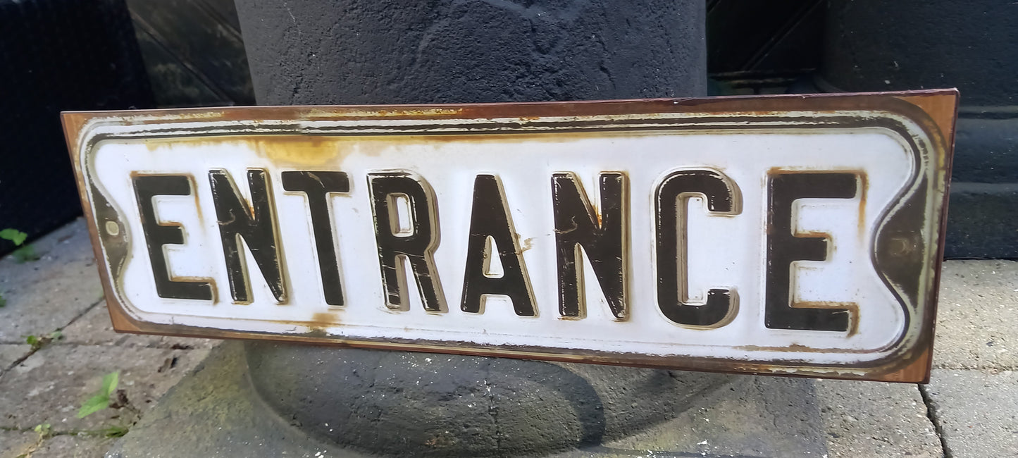 Skilt, metal, Entrance