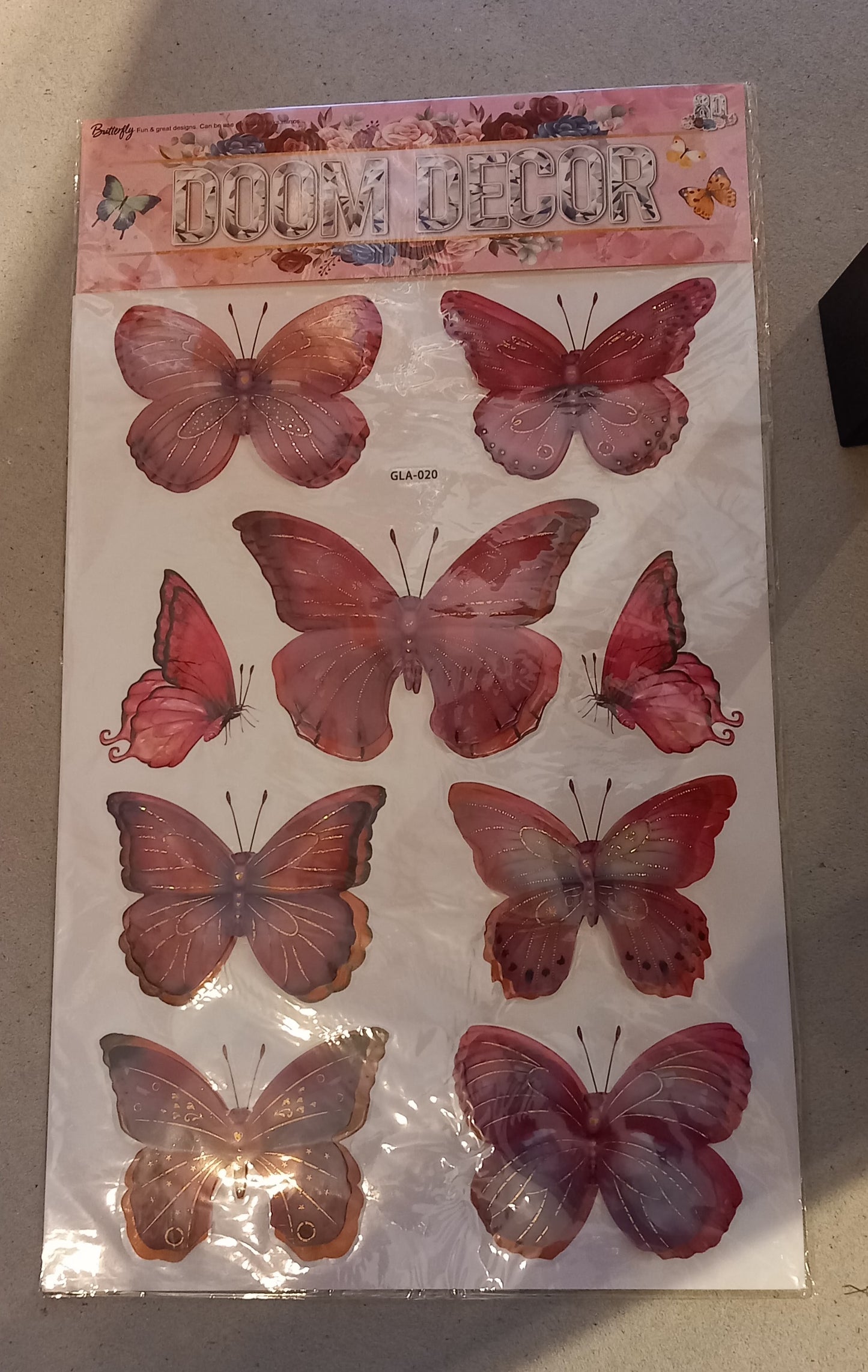 Room decor butterfly stickers-pink