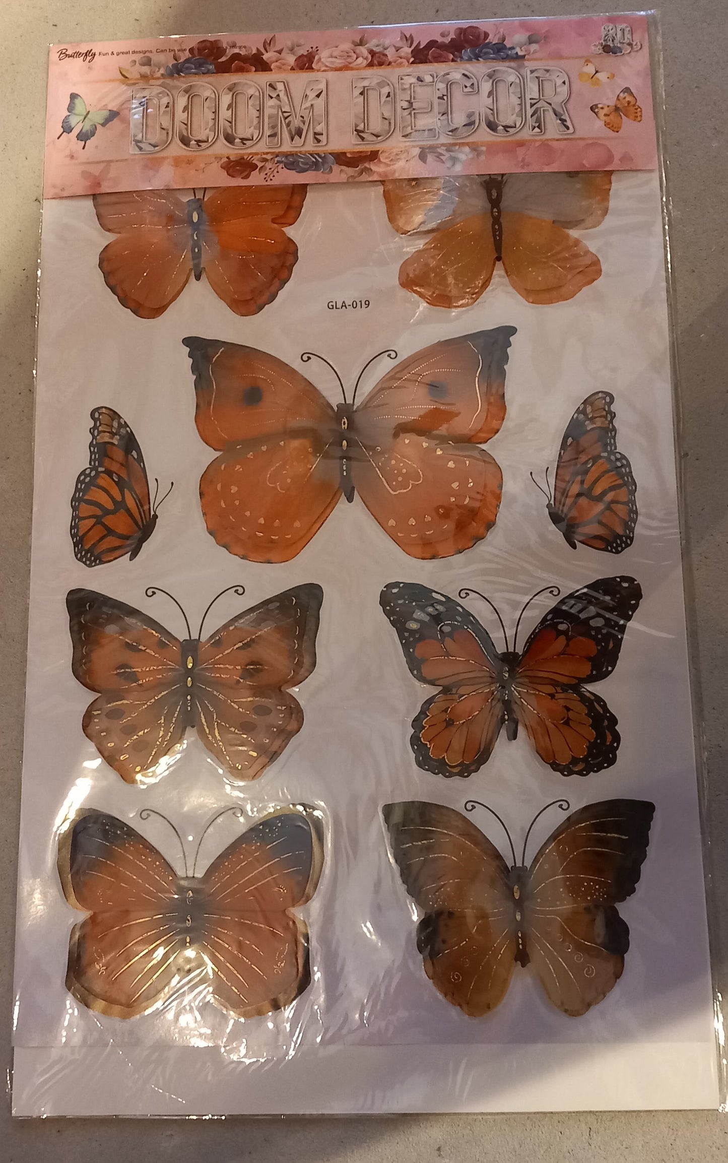 Room decor butterfly stickers-orange