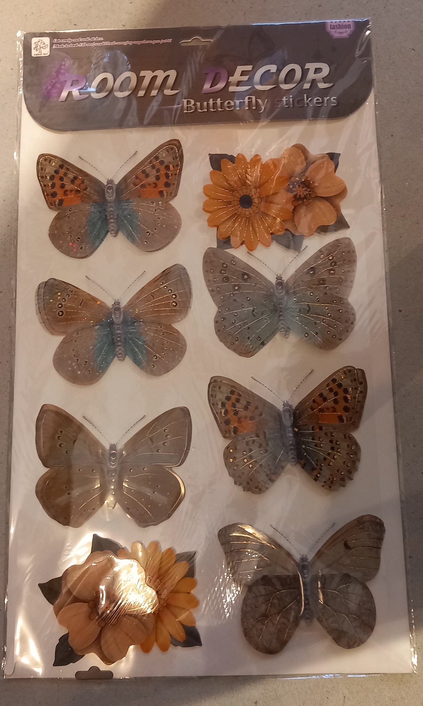 Room decor butterfly stickers-gul/turkis