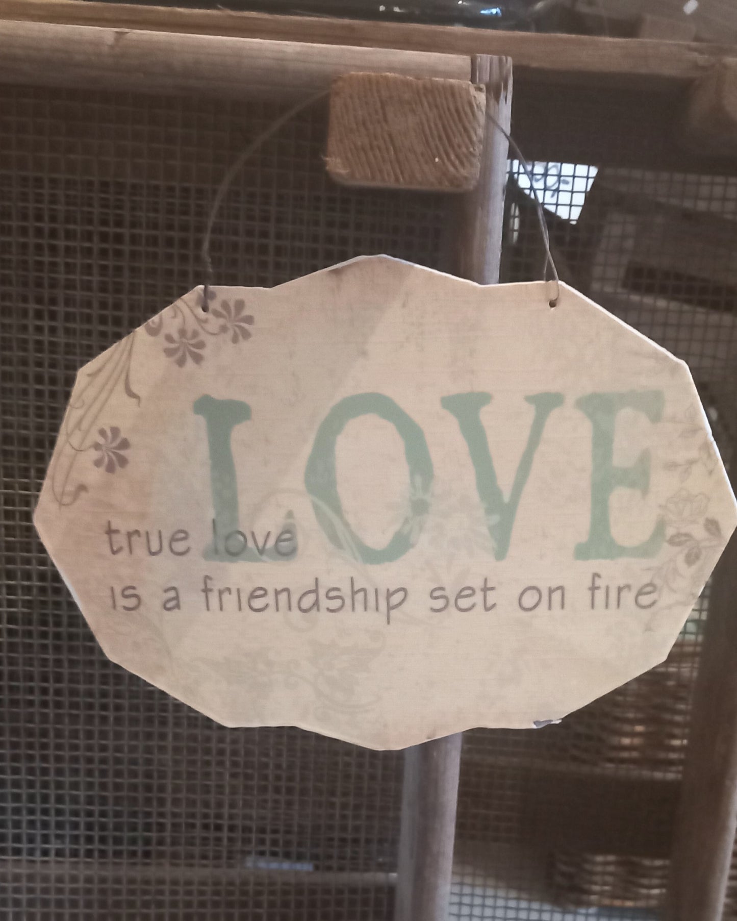 Skilt, metal, Love, true love is..........