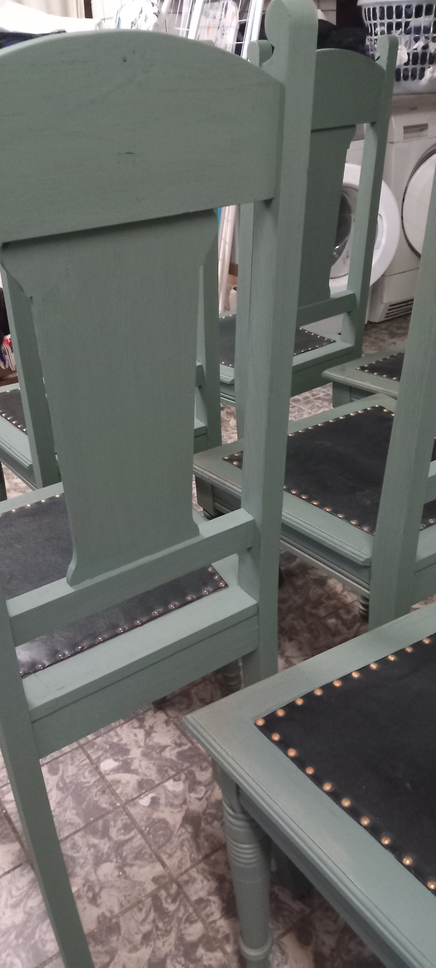 6 stk stole, støvet grønne