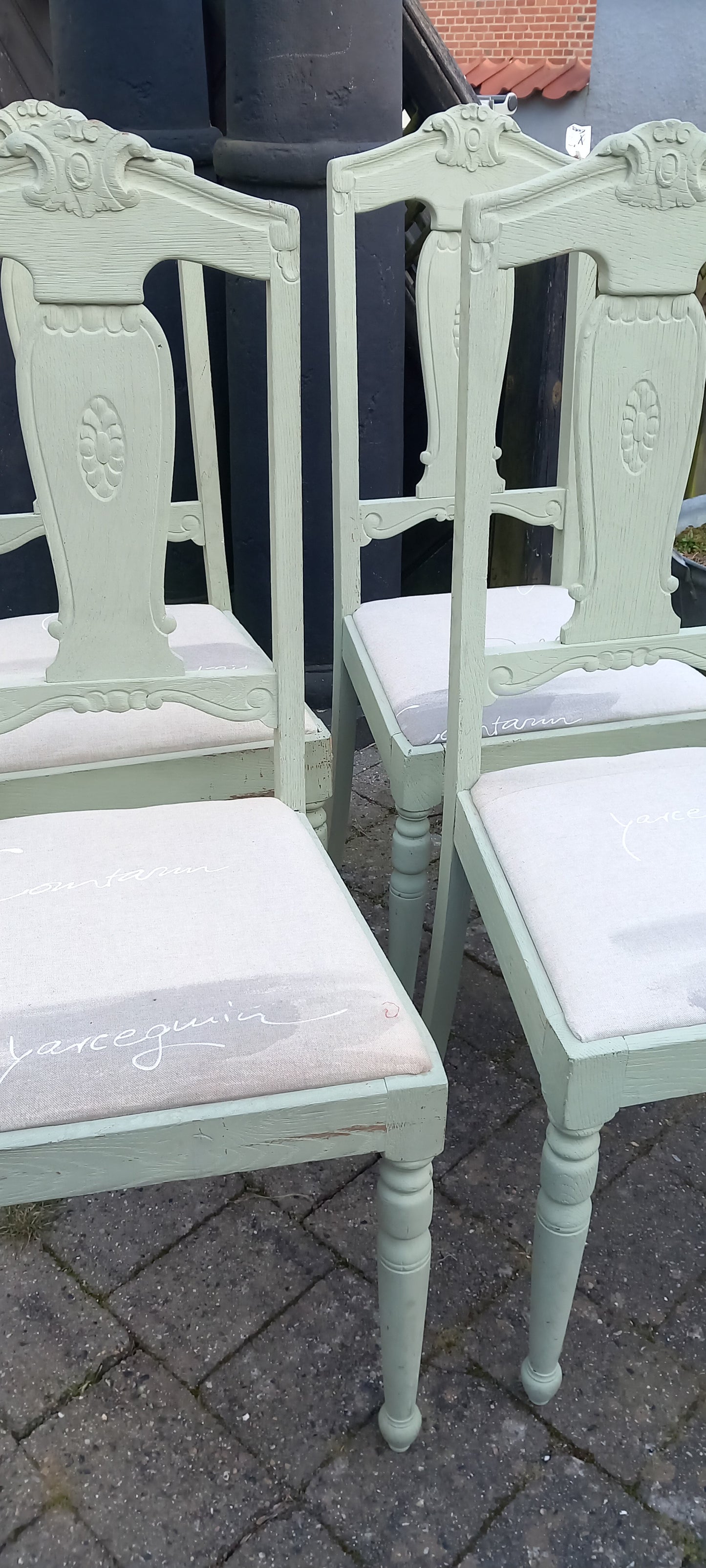 4 stk spisestuestole, dusty green