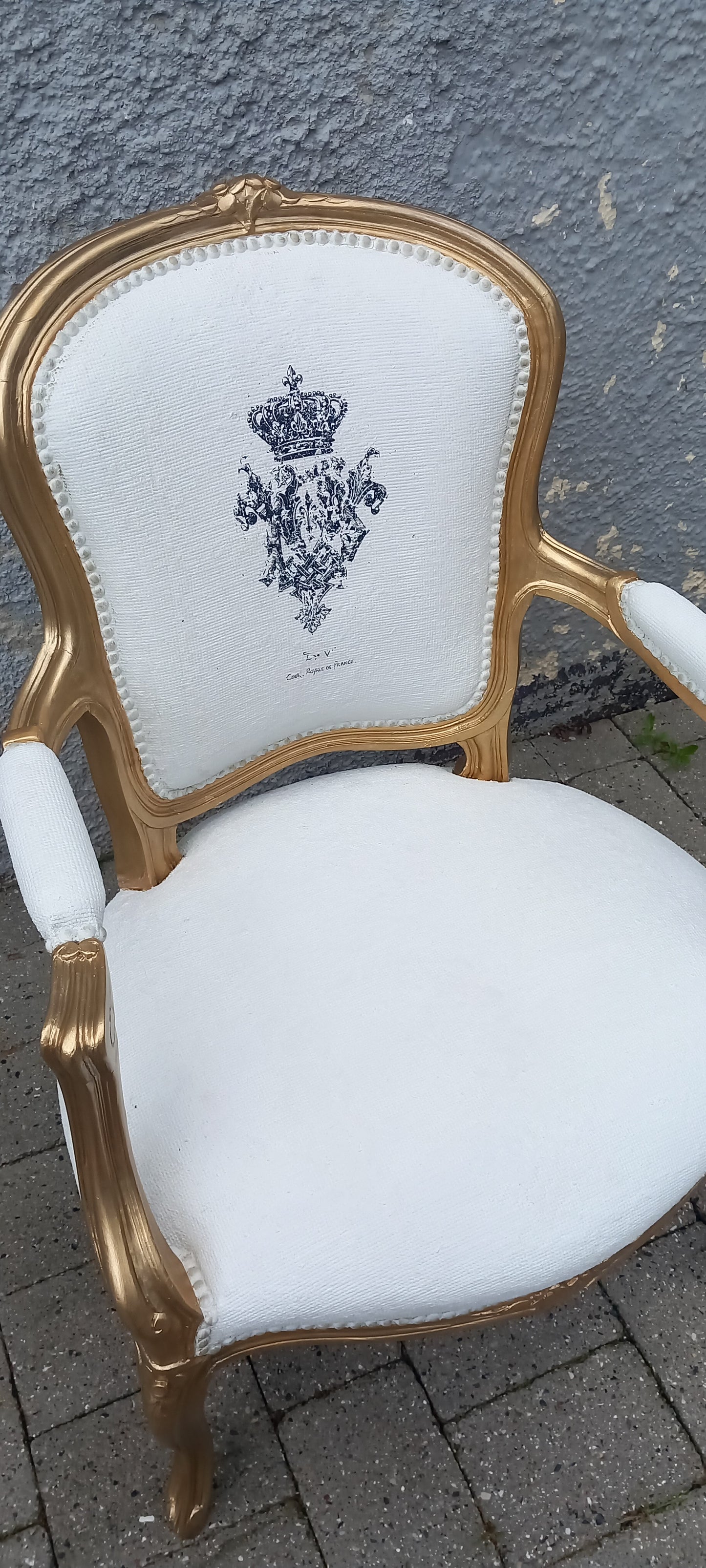 Rokokostol hvid/guld