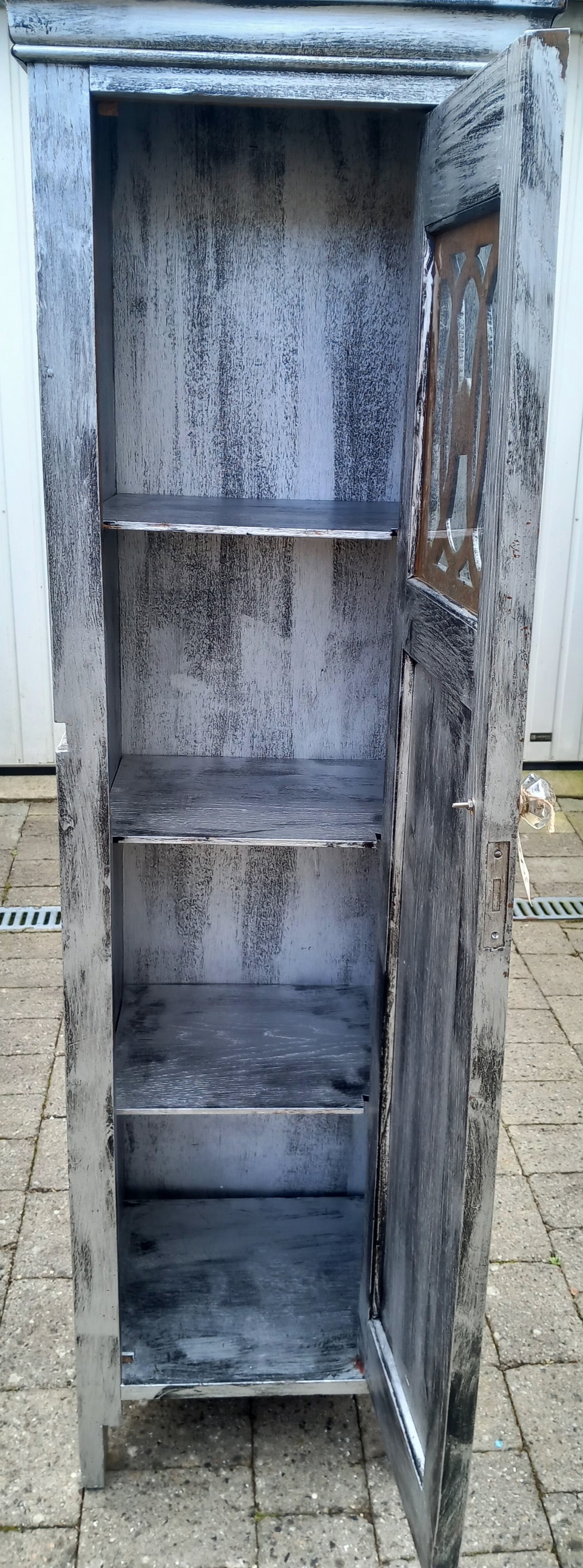 Højskab, sort/sølv