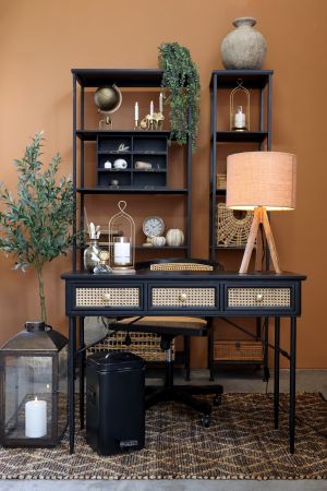 Skrivebord m. 3 skuffer, sort