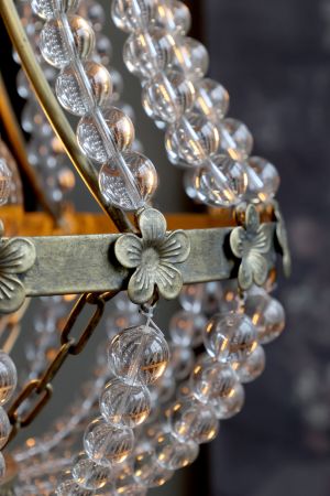 Fransk Lysekrone m. glasprismer, messing