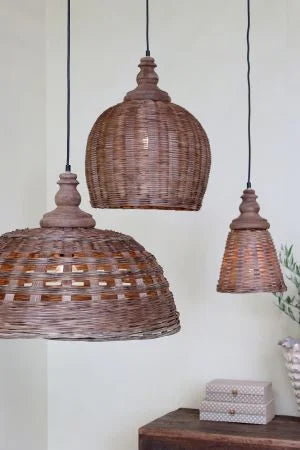 Lampe i rattanflet, natur