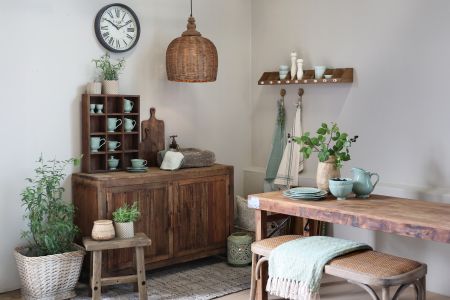 Lampe i rattanflet, natur