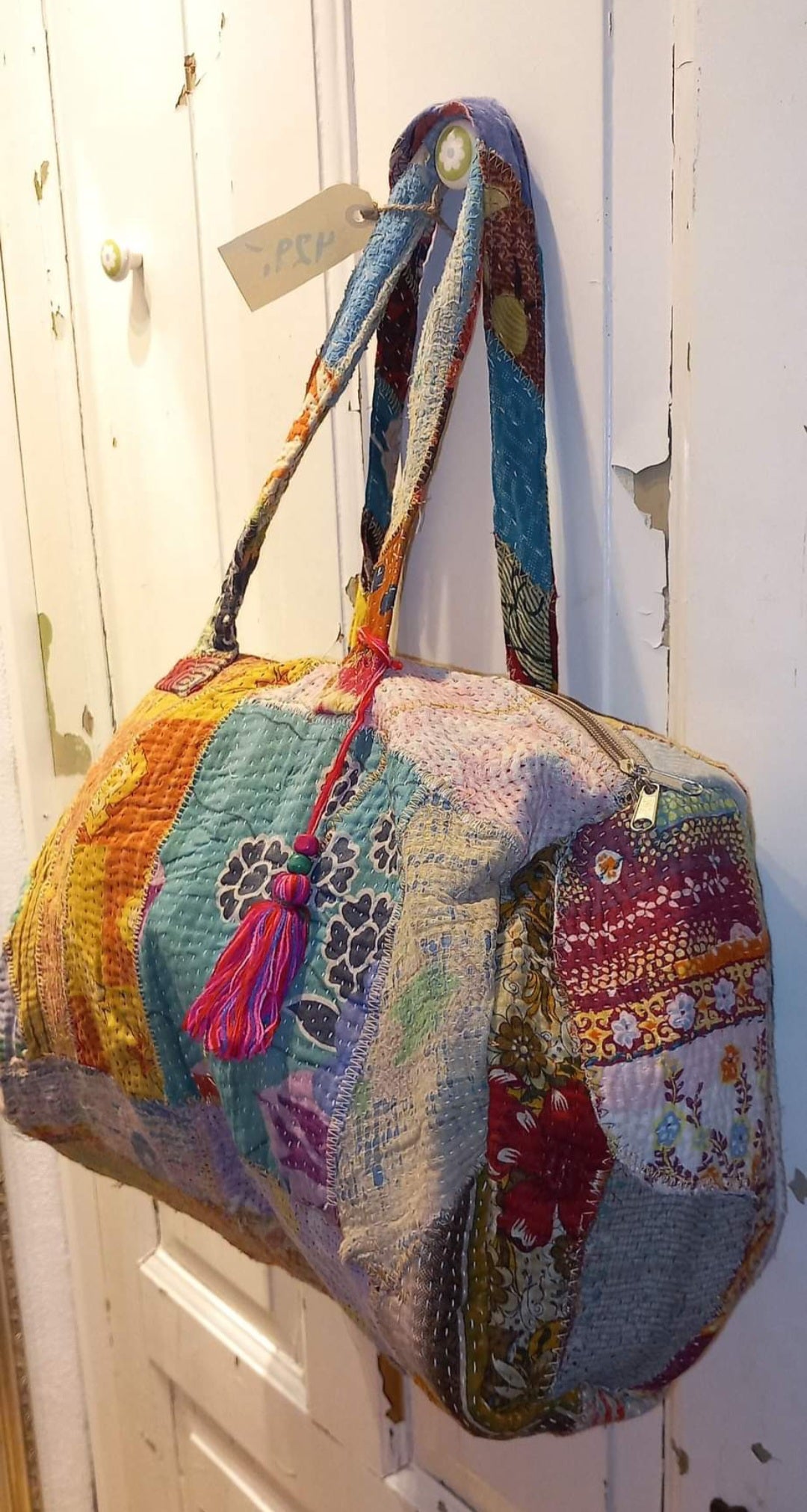 Pachtwork quiltet bomuld rejsetaske 1