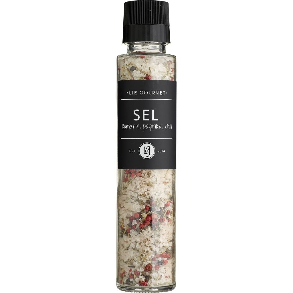 Kværn, salt med rosmarin, rød paprika, chili og peber