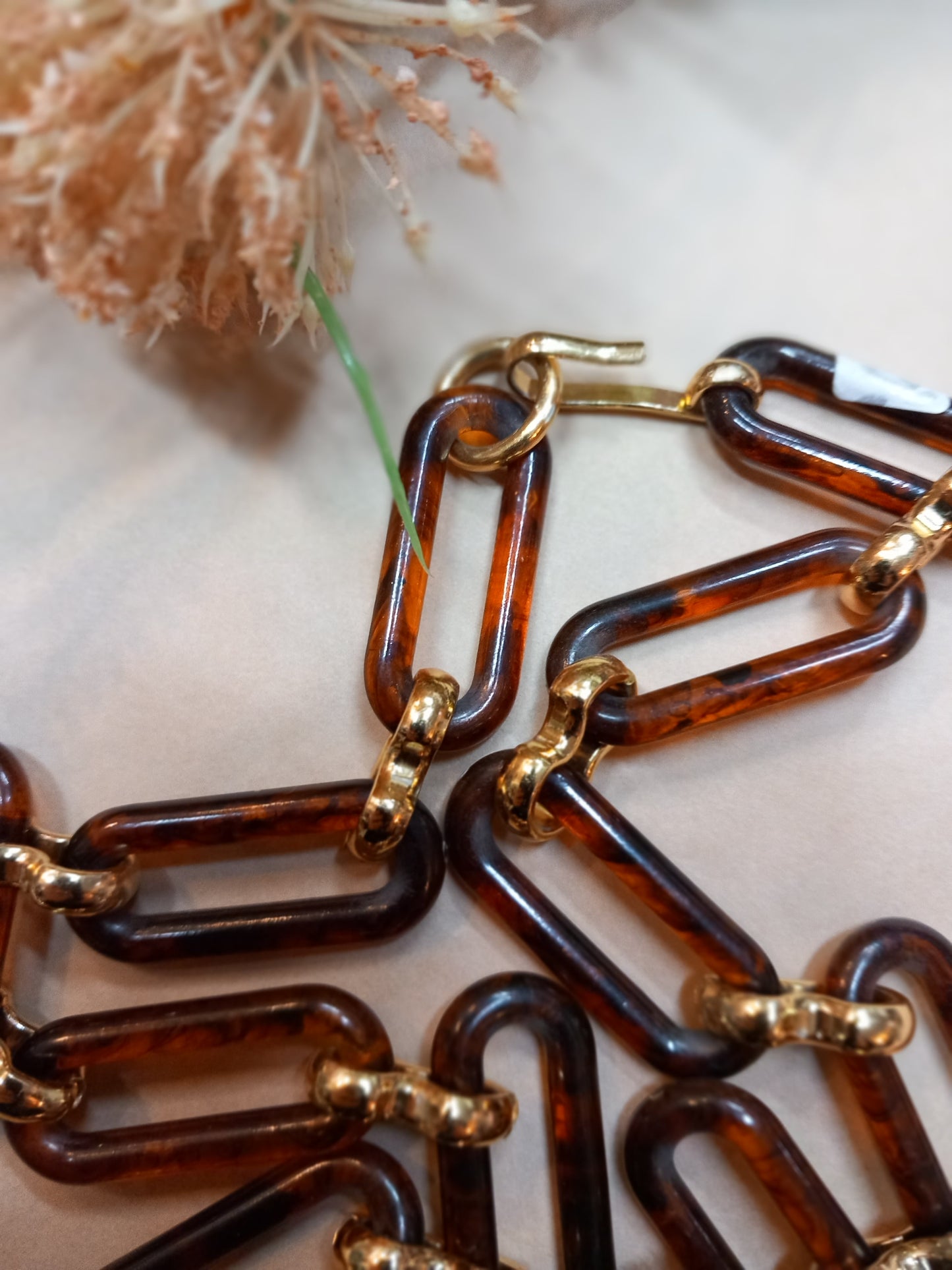 Halskæde, brun/guld