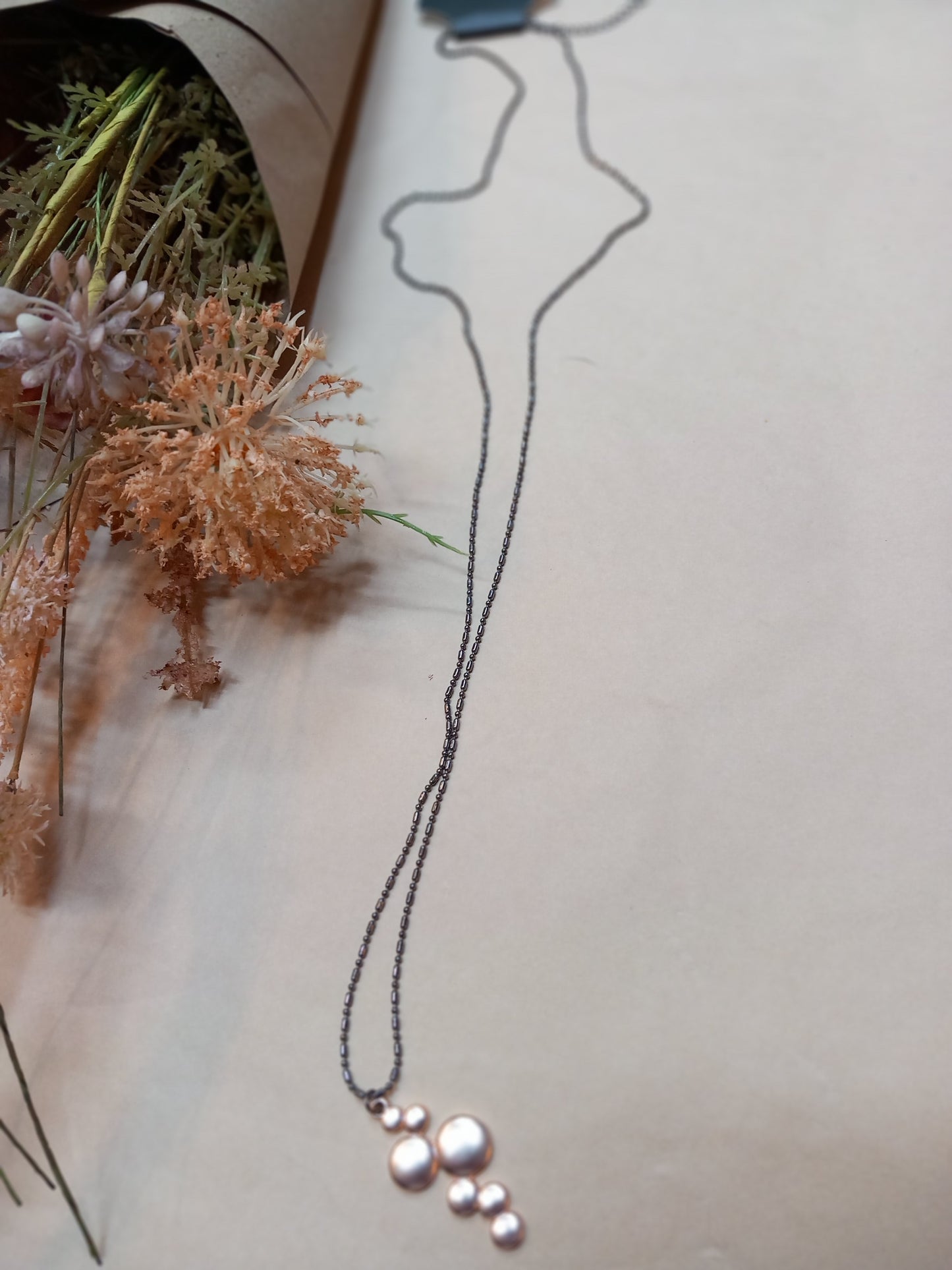 Halskæde, goldrose vedhæng