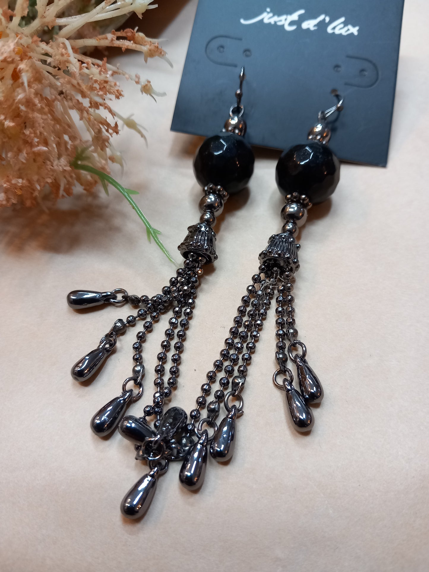 Øreringe, hænge sort