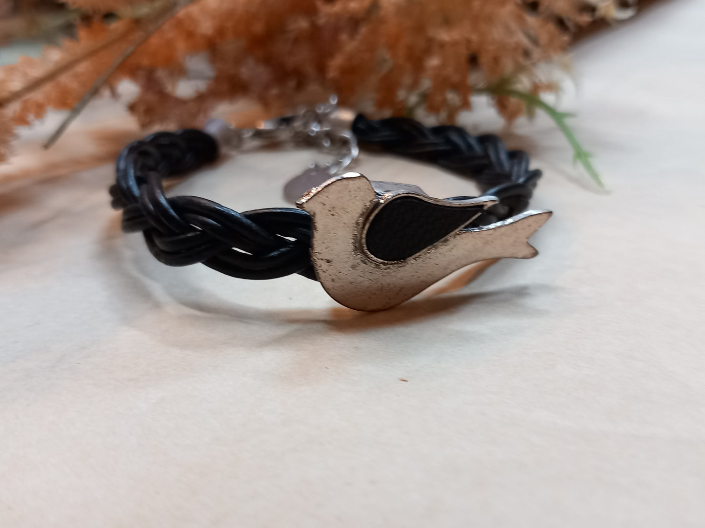 Armbånd, læder med due