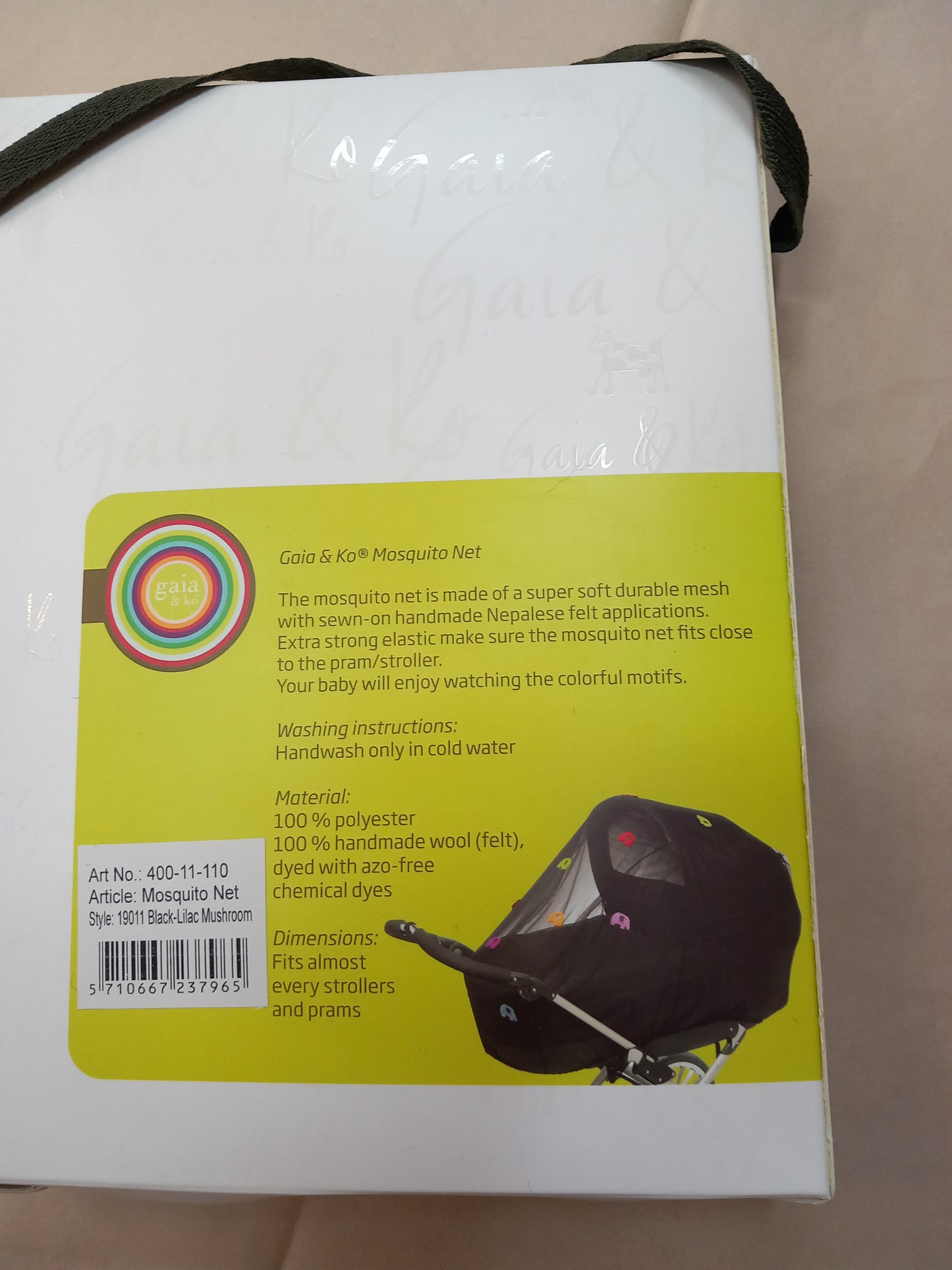 Myggenet, sort med lilla svampe