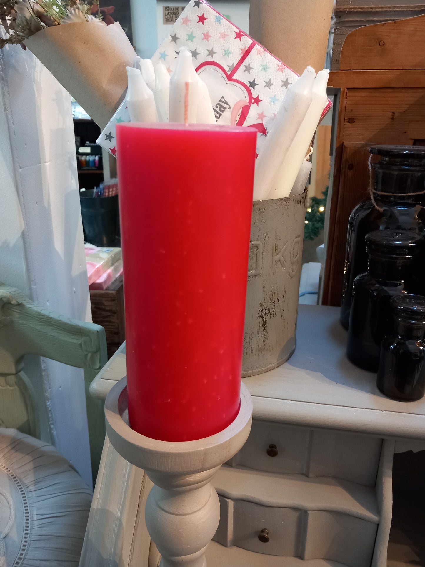 Bloklys, rød, 17x7 cm