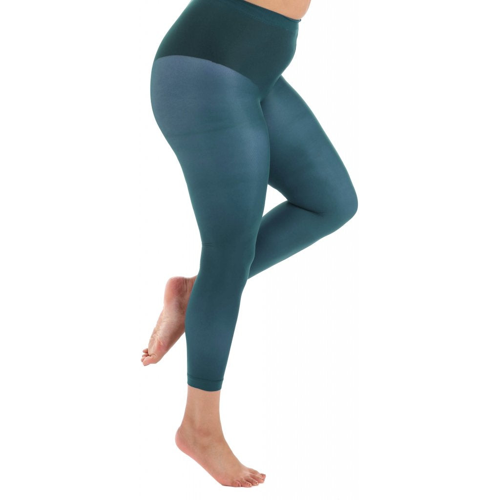 Strømpebukser, fodløs, blågrøn