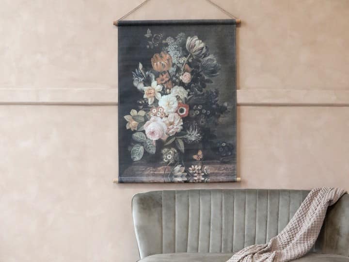 Lærrred til ophæng med blomsterprint 1
