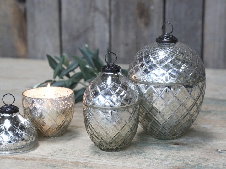 Glas æg med stearin og diamantudskæring, stor