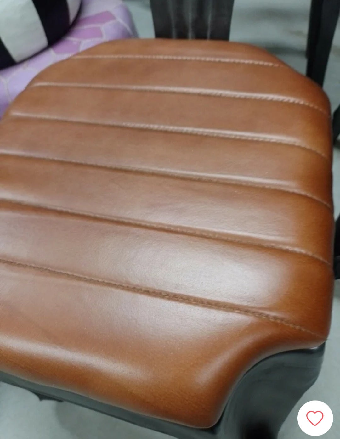 4 stk Jernstol med tyk læder sæde