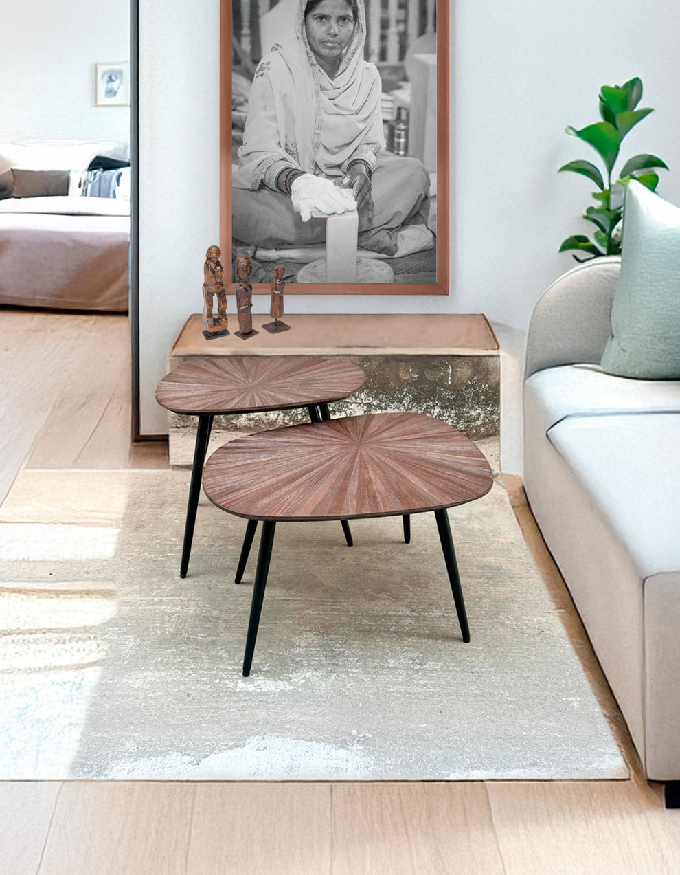 Sæt af 2 Borde af Genanvendt Teaktræ