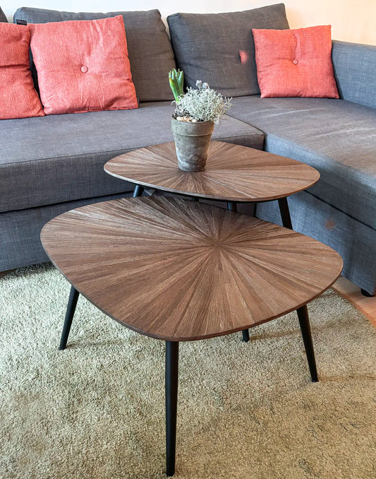 Sæt af 2 Borde af Genanvendt Teaktræ