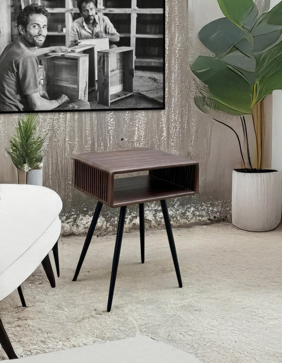 Side el. Sengebord i Genanvendt Teaktræ, 2 stk