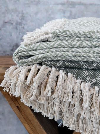 Aix Plaid af overskudsgarn, verte og creme