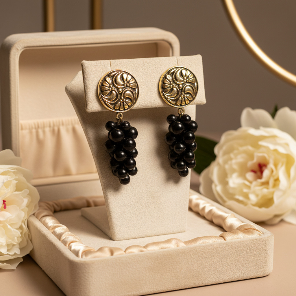 Øreclips, metal med sort klase