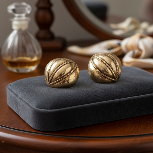 Øreclips, gylden med snoninger