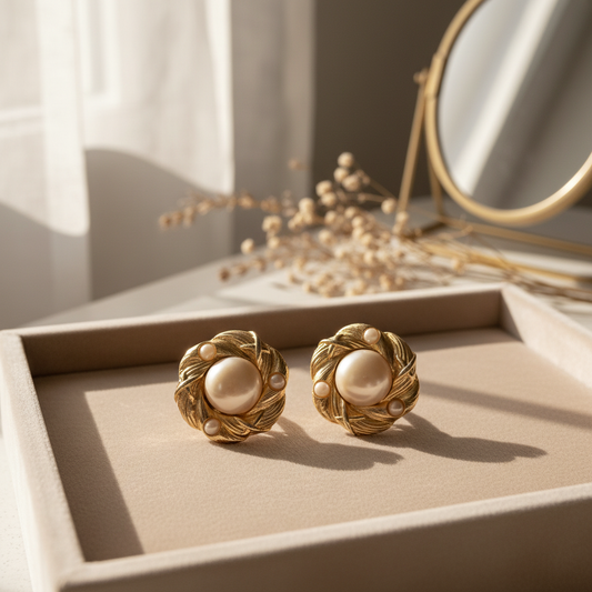 Øreclips, perlemor blomst