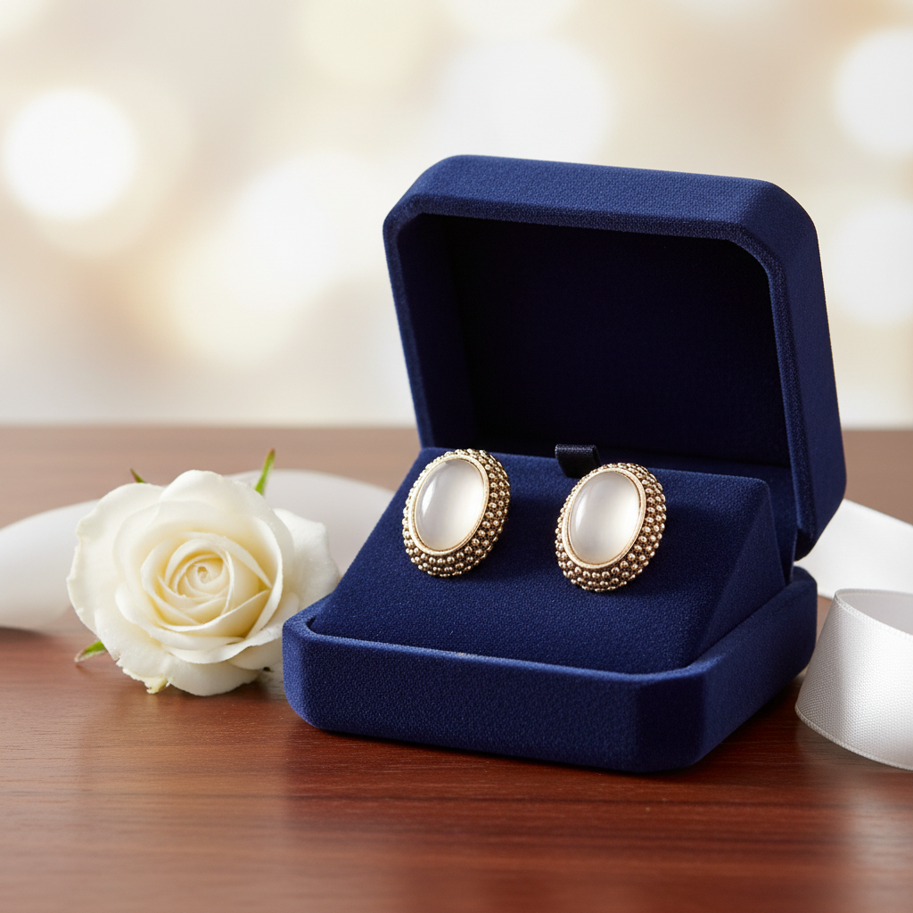 Øreclips, perlemor med gylden kant