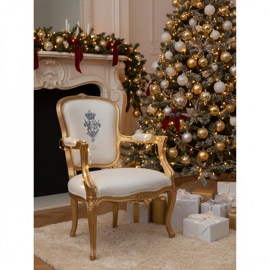 Rokokostol hvid/guld