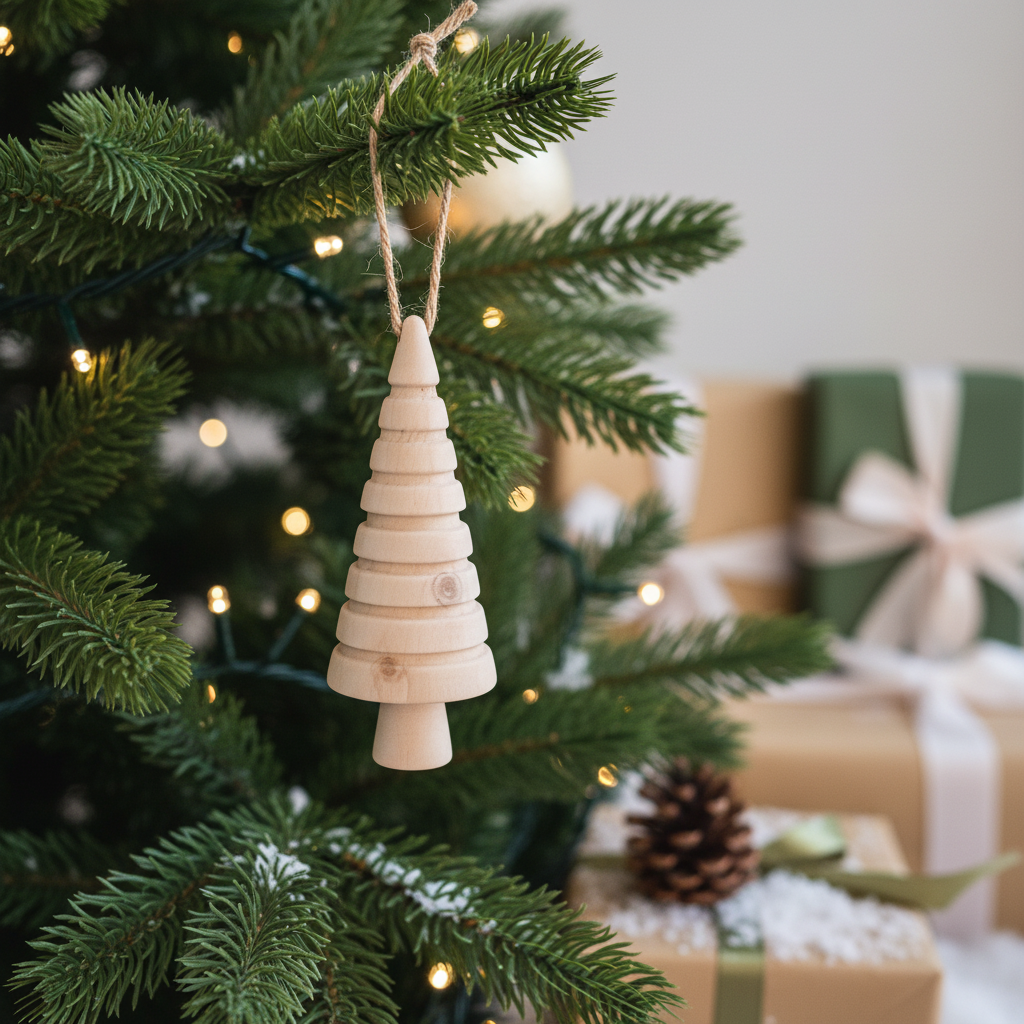 Juletræsophæng, rillet, natur