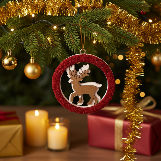 Juletræsophæng, ornament, rødt, elg